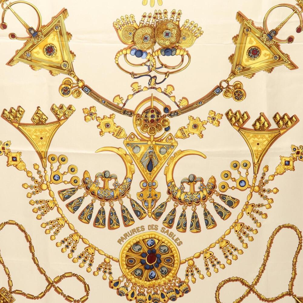 HERMES Brown Silk Scarf - Picture 4 of 8